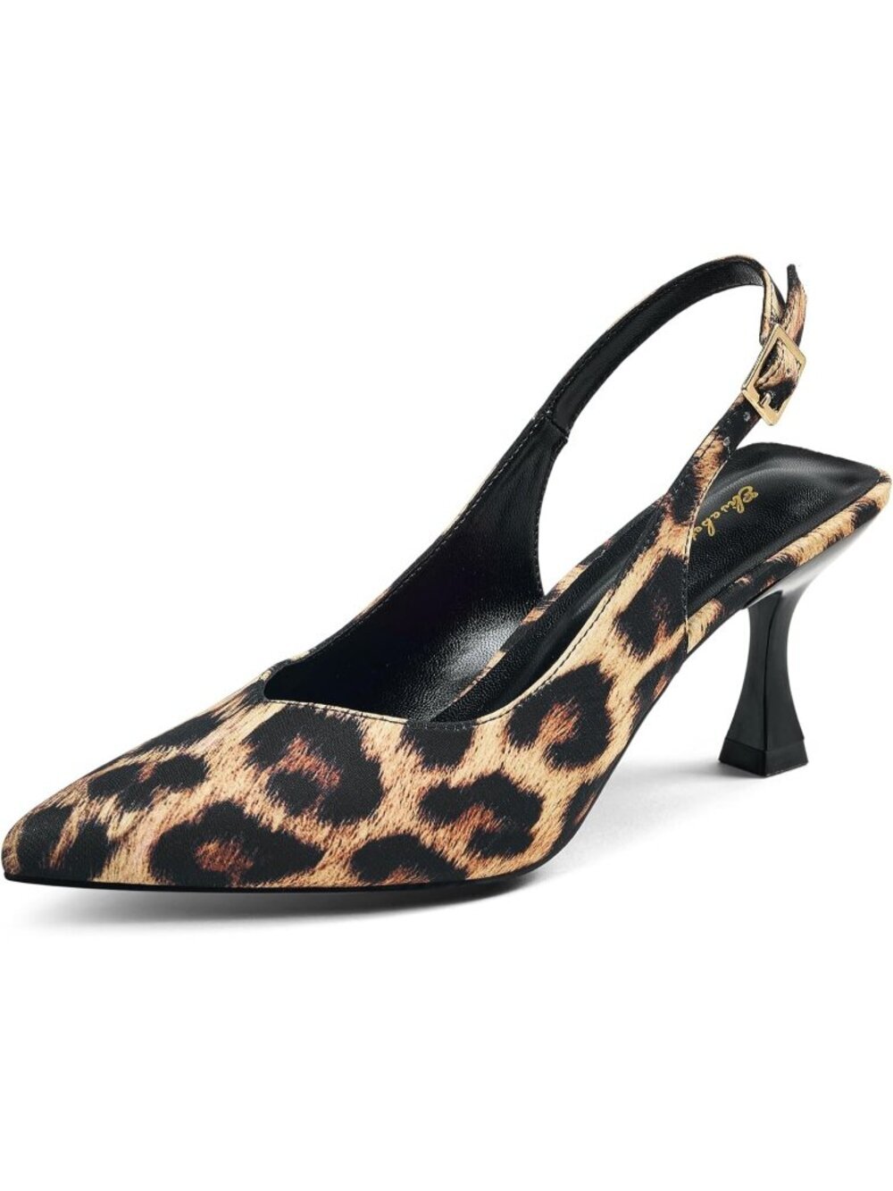 Women's Kitten Heel Slingback Leopard Low Pumps 3" Stiletto Pointed Closed Toe